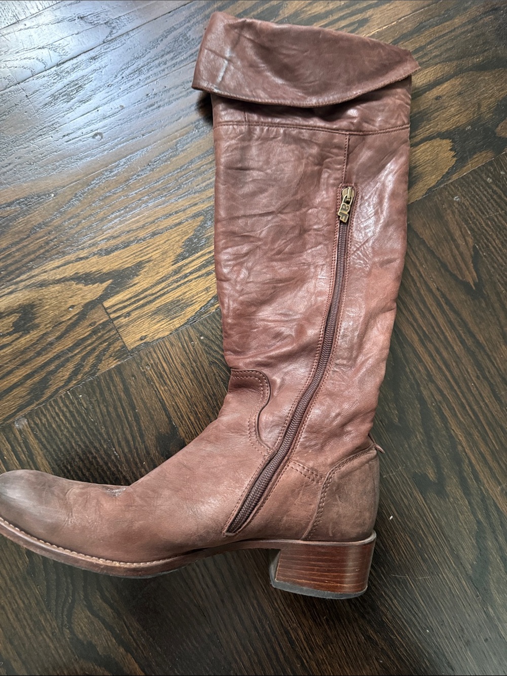 Brown knee high boots